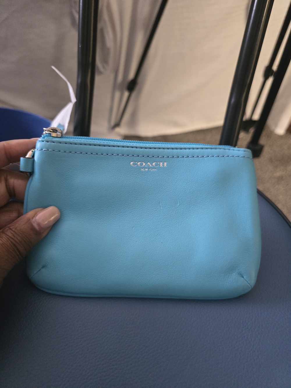 Coach Turquoise Leather Zip Wristlet